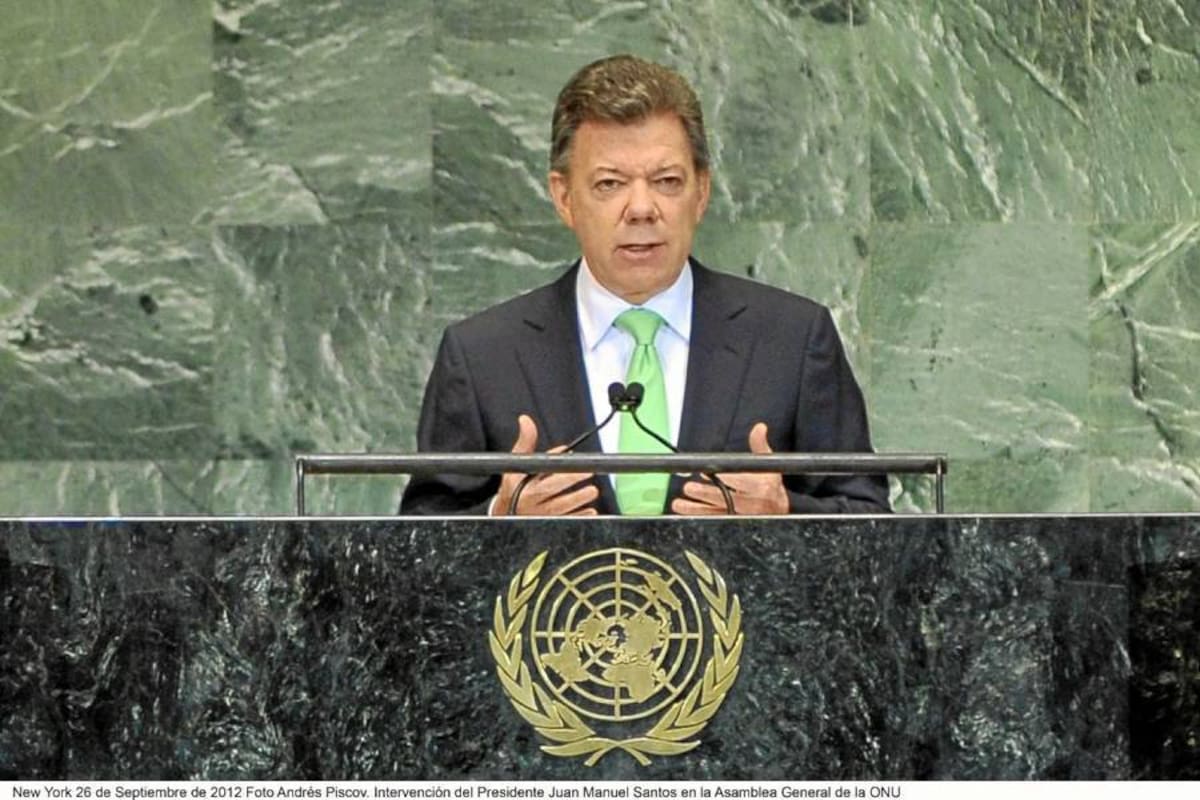 En Estados Unidos, el presidente Juan Manuel Santos habló ante la Asamblea General de la Organización de las Naciones Unidas y un grupo de empresarios y personalidades estadounidenses, sobre el diálogo de paz con las Farc. El mandatario aclaró que Estados Unidos estará muy cercano a la negociación, pero que no será facilitador ni acompañante. (Foto: Colprensa/VANGUARDIA LIBERAL)
