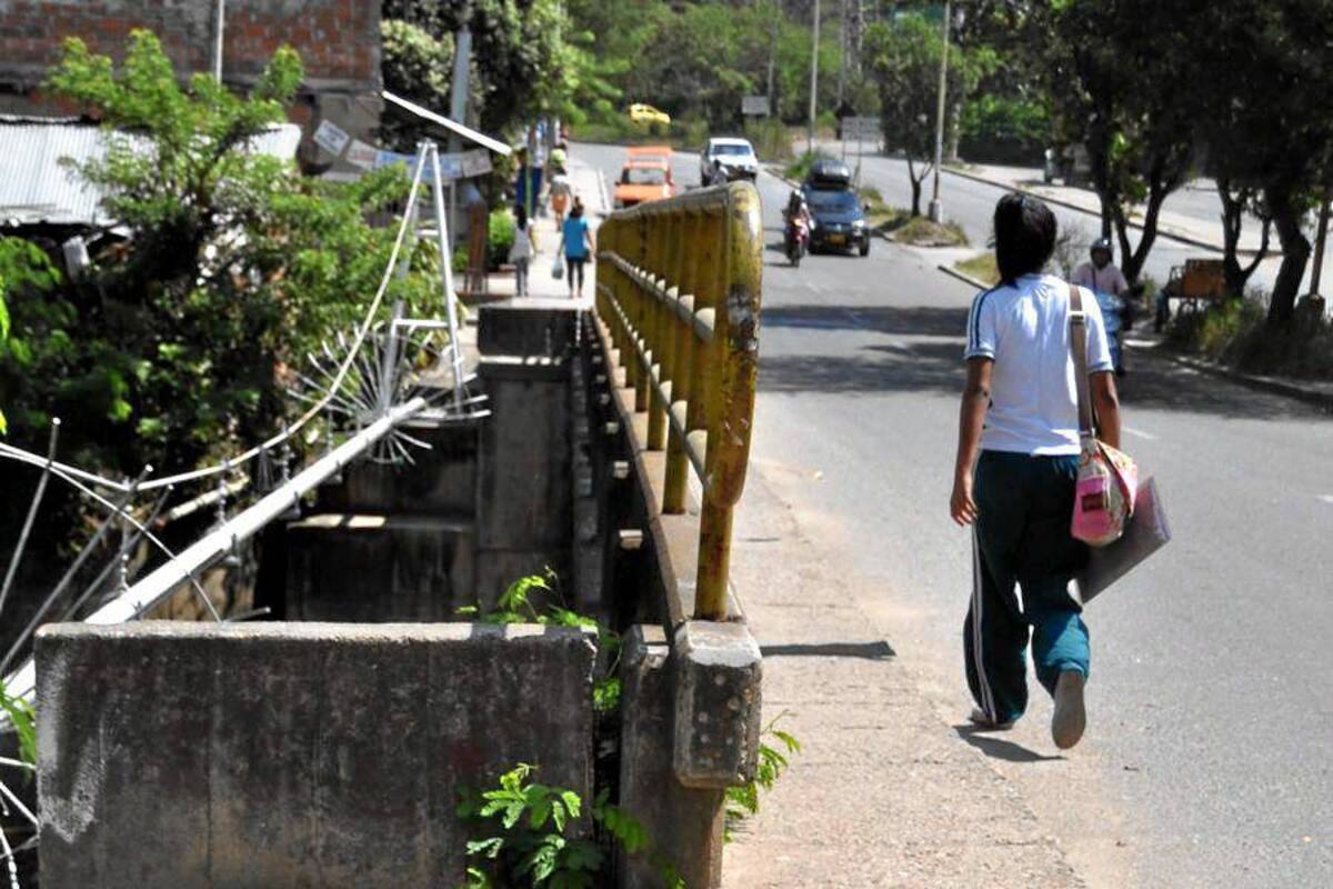 Los andenes del puente de Los Caneyes sobre el Río Frío están deteriorados. (Foto: Suministrada/VANGUARDIA LIBERAL )