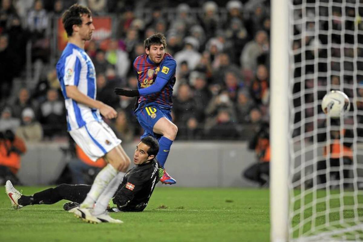 Lionel Messi puso fin ayer a su sequía goleadora y anotó el tanto del triunfo para el Barcelona sobre Real Sociedad. El tanto del jugador argentino llegó en el minuto 72. (Foto: AFP / VANGUARDIA LIBERAL)