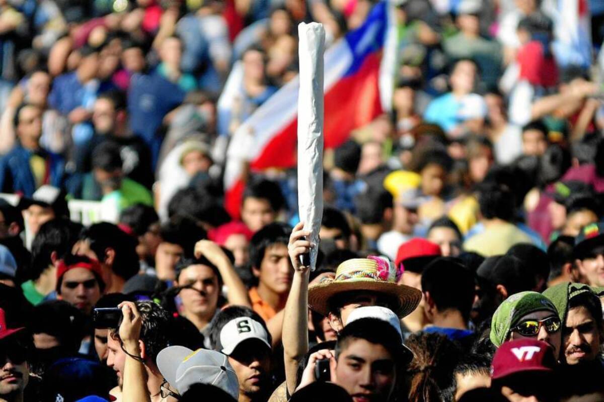 Cientos de personas participan en la ‘Marcha Mundial de la Marihuana’ en Santiago (Chile). Unas 20 mil personas se reunieron en la tarde de ayer en el Parque Almagro de la capital chilena en defensa de la marihuana, por una despenalización de la producción de la droga y por una política acorde a los tiempos actuales. (Foto: EFE/VANGUARDIA LIBERAL)