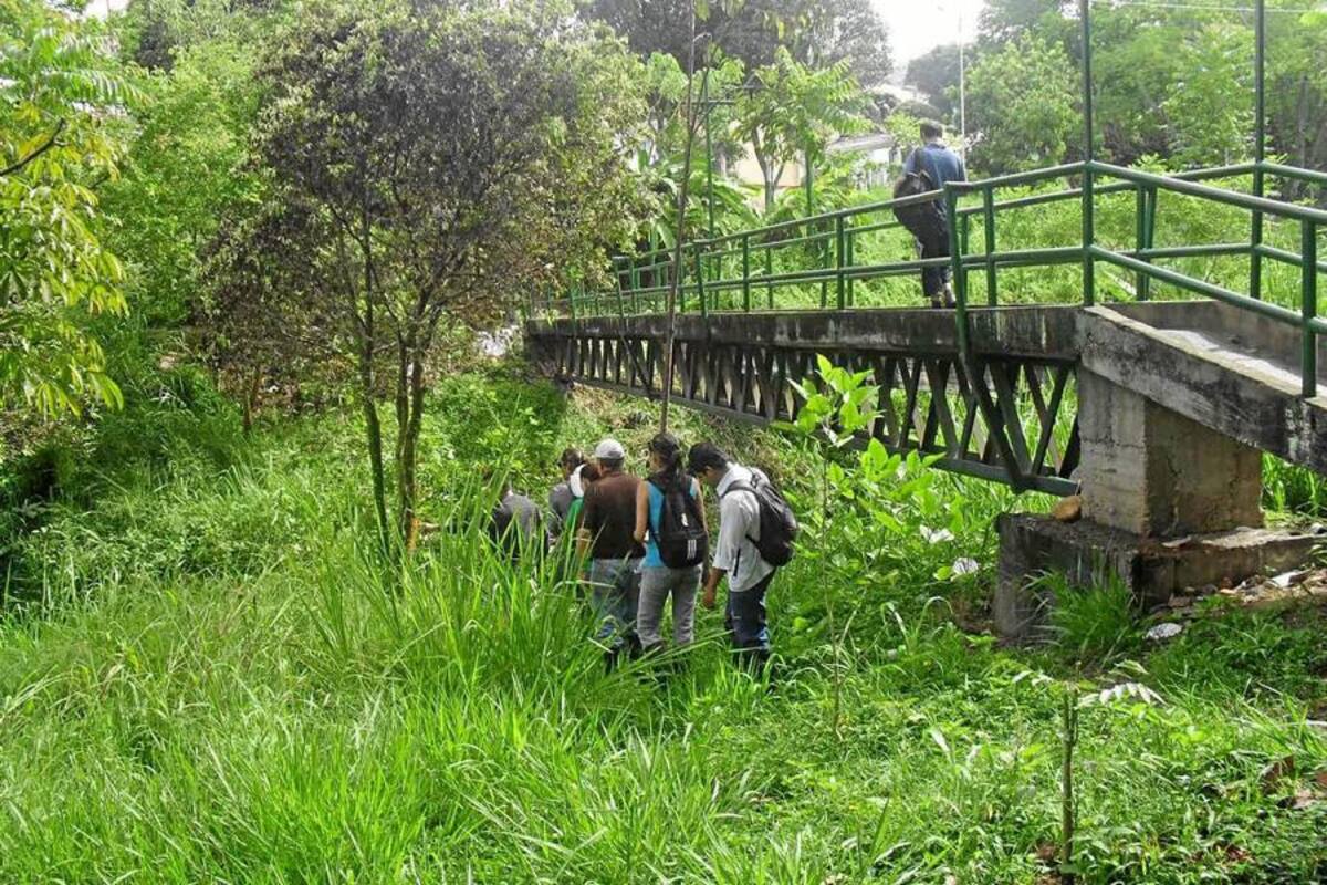 Expertos de la Corporación de Defensa de la Meseta de Bucaramanga hicieron un recorrido por la quebrada La Calavera y trabajarán para su recuperación. (Foto: Suministrada/VANGUARDIA LIBERAL )
