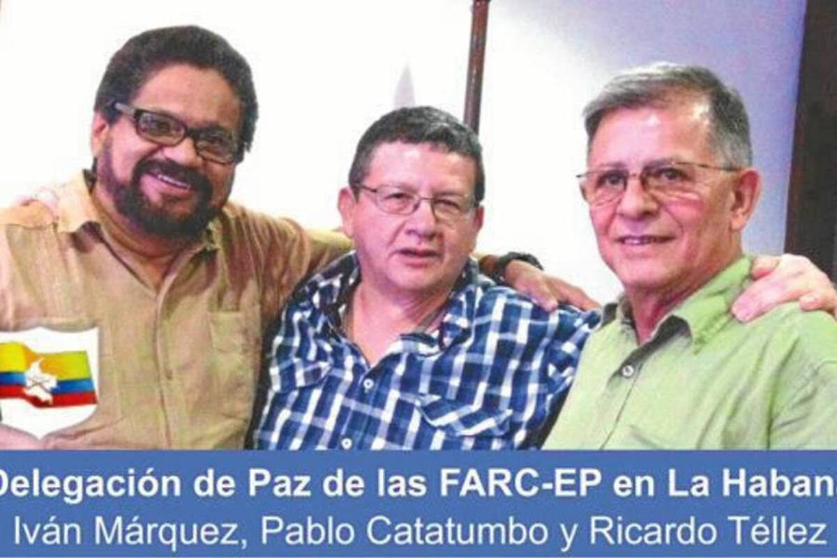 Los guerrilleros ‘Iván Márquez’, ‘Pablo Catatumbo’ y ‘Rodrigo Granda’, quienes conforman parte del equipo negociador de la guerrilla de las Farc. (Foto: Colprensa/VANGUARDIA LIBERAL)