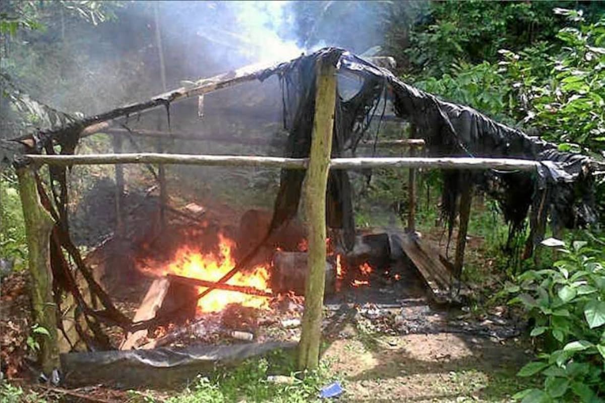 Complejo cocalero destruido por agentes de la Policía Nacional en la vereda la Jota del municipio de Landázuri. (Foto: Suministrada/VANGUARDIA LIBERAL)