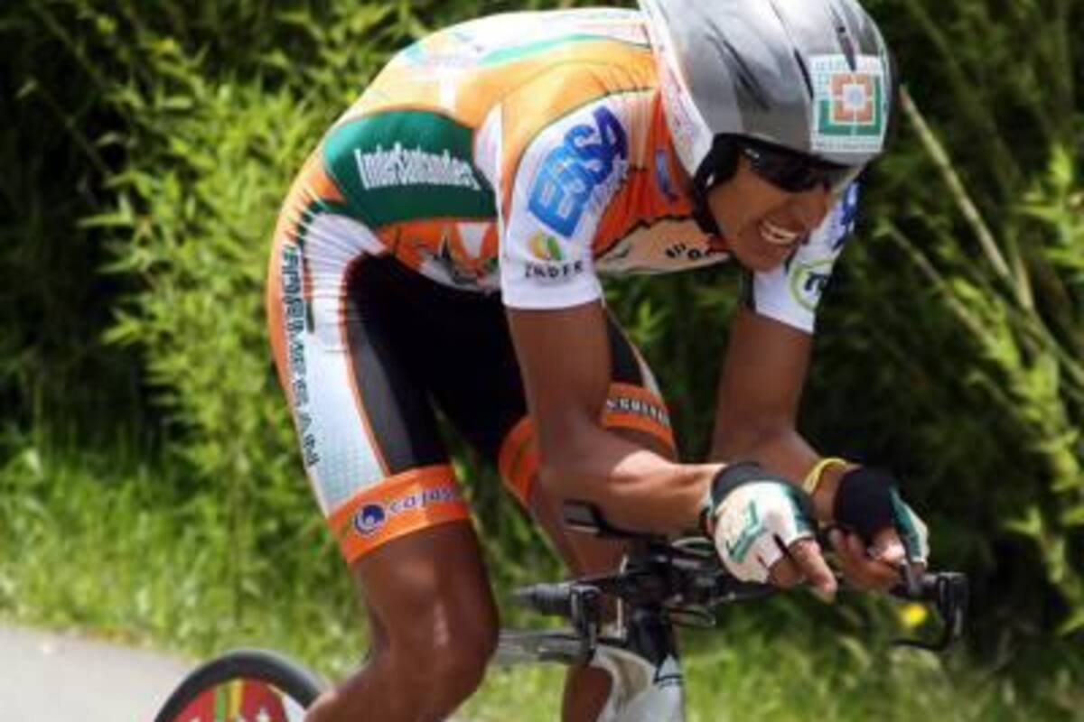 Wilson Marentes cumplió una muy destacada actuación en el prólogo de la Vuelta a Colombia al ubicarse en el cuarto lugar, y ser el mejor del equipo Formesan - Panachi - Indersantander - Essa - Copetran.(Foto: Cortesía Luis Barbosa / VANGUARDIA LIBERAL)