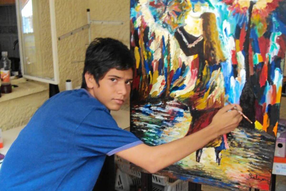 En su pequeño taller de pintura, Jonathan ha hecho obras de todos los estilos artísticos posibles. (Foto: Brayner R. García Ardila/VANGUARDIA LIBERAL)