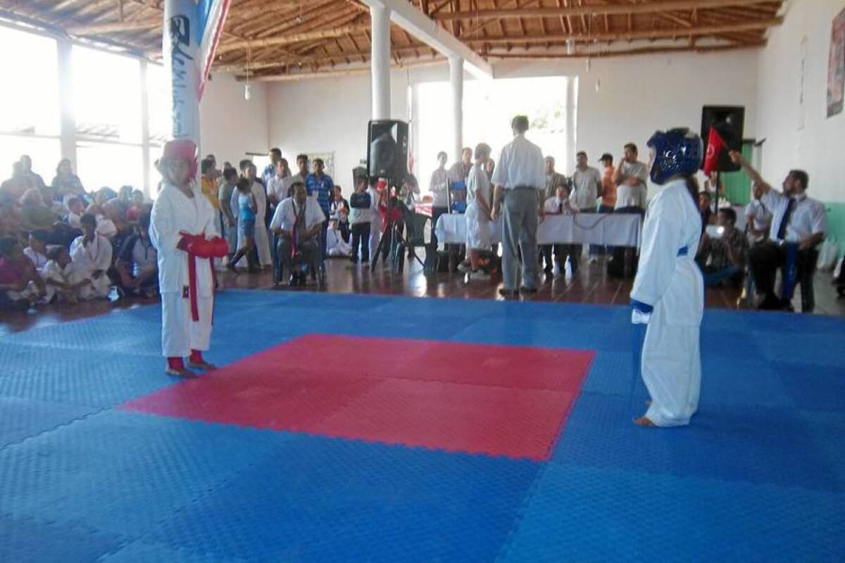 Niños, jóvenes y adultos participaron del primer Festival Infantil y Campeonato Departamental Interclubes de Karate Do realizado en el municipio de Barichara, el pasado 12 de agosto. (Foto: Suministrada /VANGUARDIA LIBERAL)