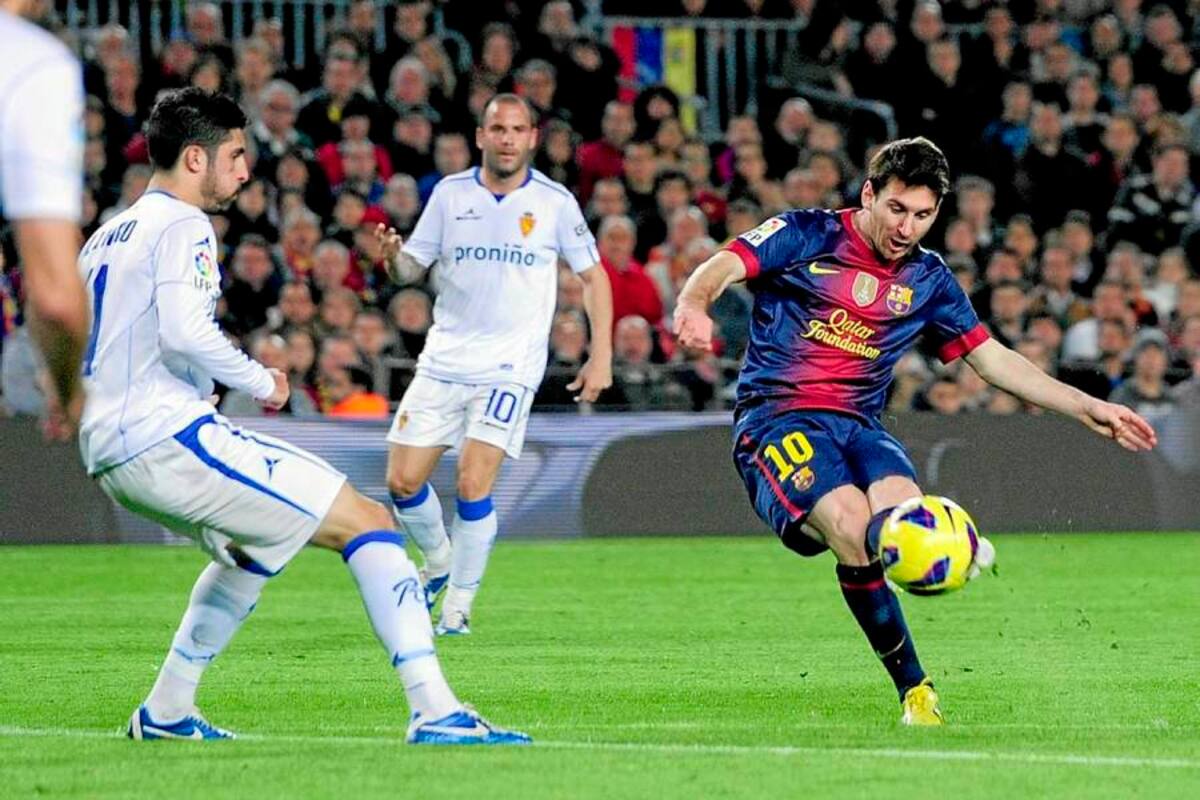 El argentino Lionel Messi sigue imparable, ayer anotó dos goles más y ya llegó a 78 tantos en 2012 y quedó a siete del récord histórico del alemán Gerd Muller. (Foto: AFP / VANGUARDIA LIBERAL)