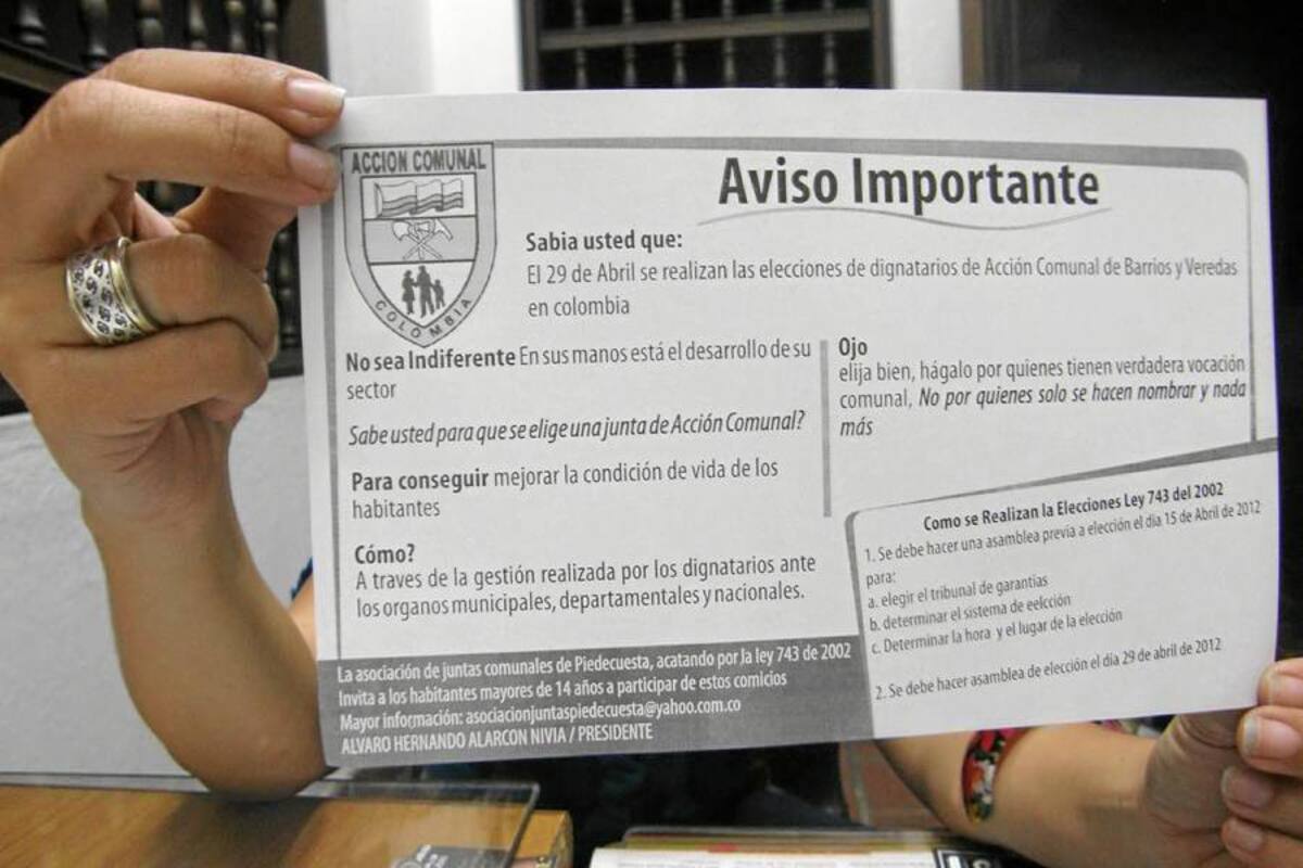 El próximo 29 de Abril se llevará a cabo en Piedecuesta y el país la elección de los dignatarios para juntas de acción comunal urbanas y rurales (Foto: Edgar Omar Bustos A/ VANGUARDIA LIBERAL )