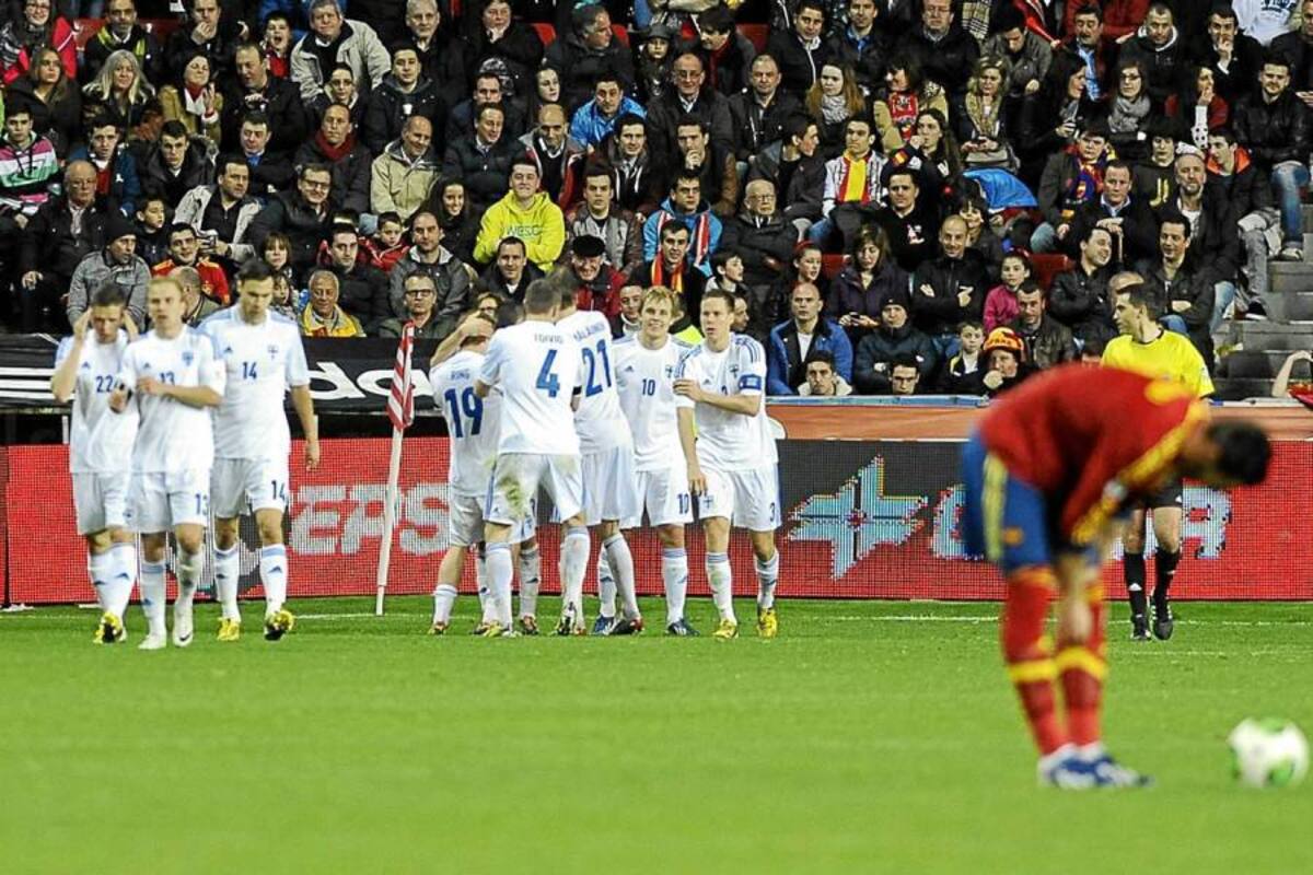 España cedió un empate como local a un tanto contra Finlandia, último del grupo I, y complicó su clasificación para la Copa Mundo de Brasil 2014. Ahora es segunda de su serie, dos puntos por debajo de Francia. (Foto: AFP / VANGUARDIA LIBERAL)