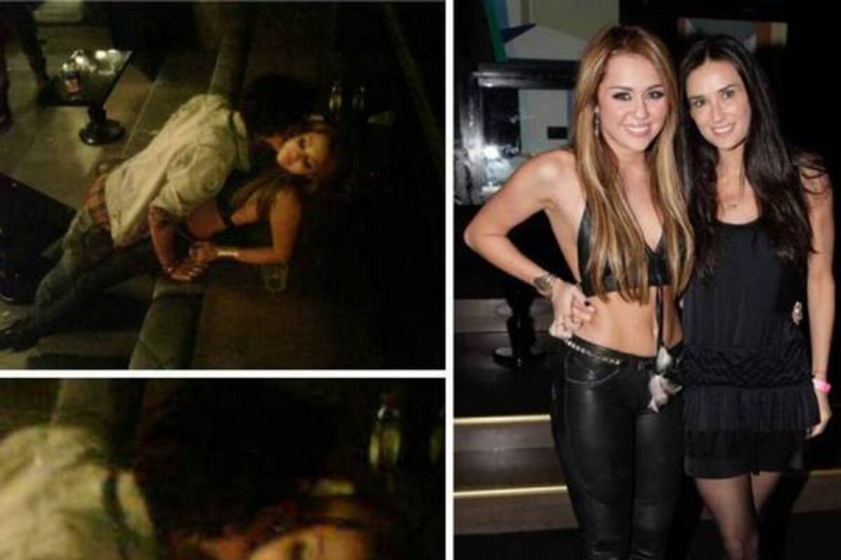 Miley Cyrus se apareció en su fiesta vestida con un sensual pantalón de cuero a la cadera, además de joyas llamativas.