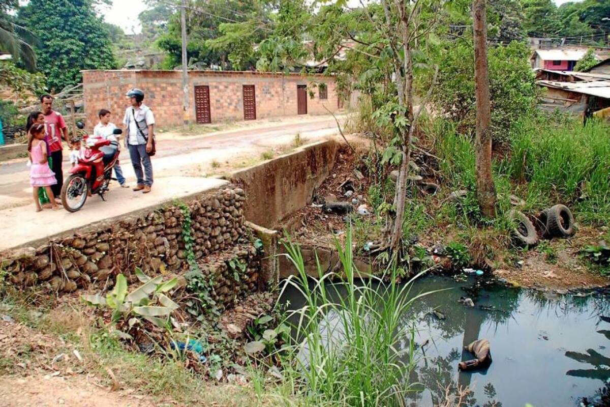 Este caño sería uno de los principales focos de proliferación del zancudo que provocó dengue en el barrio El Paraíso. (Foto: Edgar Pernett/VANGUARDIA LIBERAL)