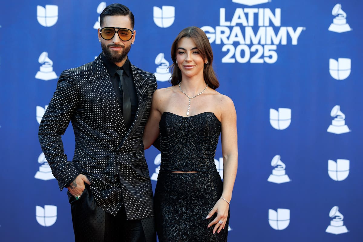 Las Vegas (United States), 14/11/2025.- Colombian singer Maluma (L) and Susana Gomez (R) attend the red carpet event for the 26th Annual Latin Grammy Awards ceremony at the MGM Grand Garden Arena in Las Vegas, Nevada, USA, 13 November 2025. The Latin Grammy Awards recognize artistic and/or technical achievement, not sales figures or chart positions, and the winners are determined by the votes of their peers-the qualified voting members of the academy. EFE/EPA/CRISTOBAL HERRERA-ULASHKEVICH