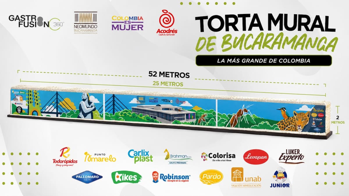 Así podría verse la torta mural. Este es un boceto, pero el artista Pedro Valbuena estima que, debido a las técnicas e ingredientes que se utilizarán, podría presentar algunas variaciones. | Suministrada /VANGUARDIA