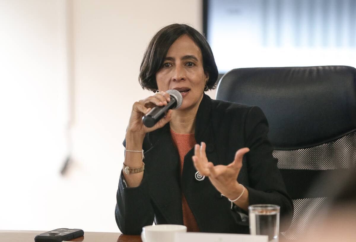 Bogotá. Julio 08 de 2024. La ministra de Ambiente y Desarrollo Sostenible, Susana Muhama, realizó una rueda de prensa en la que anunció que en 2023 Colombia registró la cifra más baja de deforestación en los últimos 23 años, desde que se tiene registro en el país. (Colprensa - Catalina Olaya)