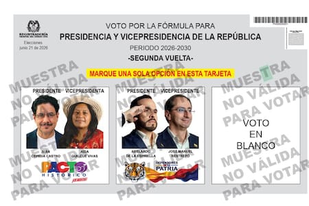 Así quedó el tarjetón para la segunda vuelta presidencial del próximo 21 de junio