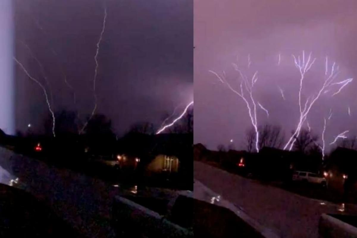 En el estado norteamericano de Kansas un fotógrafo logra captar las impactantes imágenes de “rayos invertidos”. Twitter / VANGUARDIA