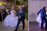 Pareja sorprende en su boda con combate de lucha libre en lugar del primer baile