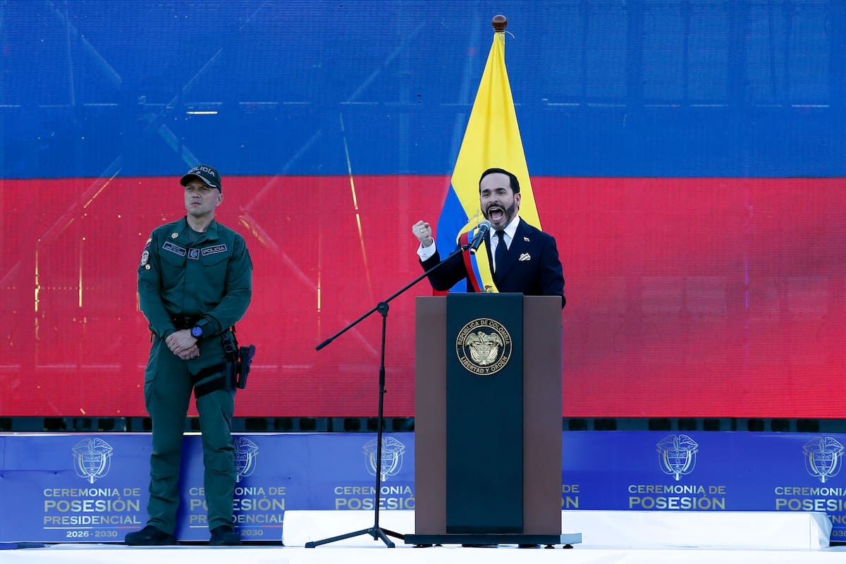 El presidente de Colombia, Abelardo de la Espriella, pronuncia un discurso donde manifestó que el país necesita una "regeneración económica que fortalezca la iniciativa privada, la inversión, la confianza y el empleo digno", este viernes en Cali.
Foto: EFE/ Ernesto Guzmán Jr