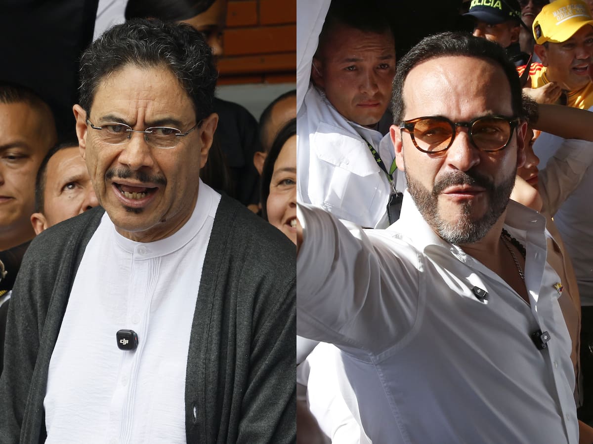 Combo de fotografías que muestra al candidato presidencial por el partido oficialista Pacto Histórico, Iván Cepeda (i), y al candidato de ultraderecha Abelardo de la Espriella, del movimiento Defensores de la Patria. EFE/ Carlos Ortega / Ernesto Guzmán Jr.