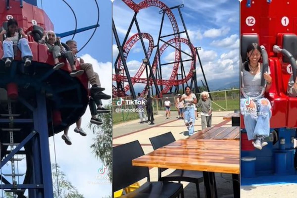 La adulta mayor visitó el parque temático unto a sus nietas y no dudó en montarse en las atracciones más intensas del lugar.
