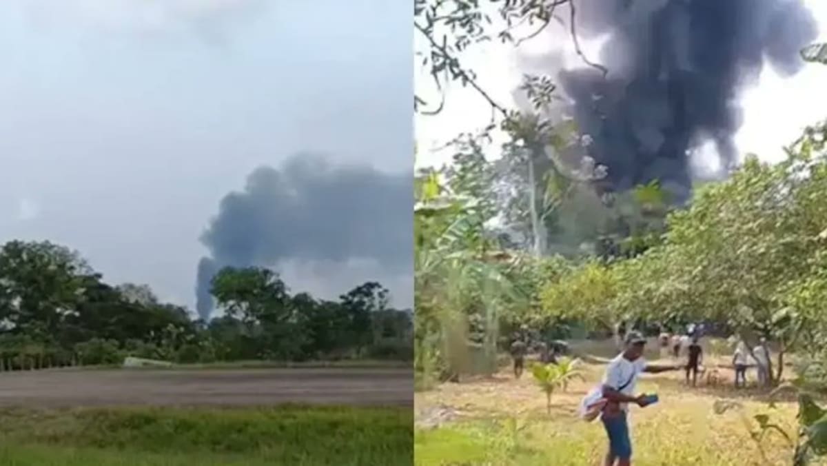 Imágenes desgarradoras tras la caída del avión Hércules de la FAC en Puerto Leguízamo, Putumayo. Videos confirman fuego y desolación en el lugar del siniestro.