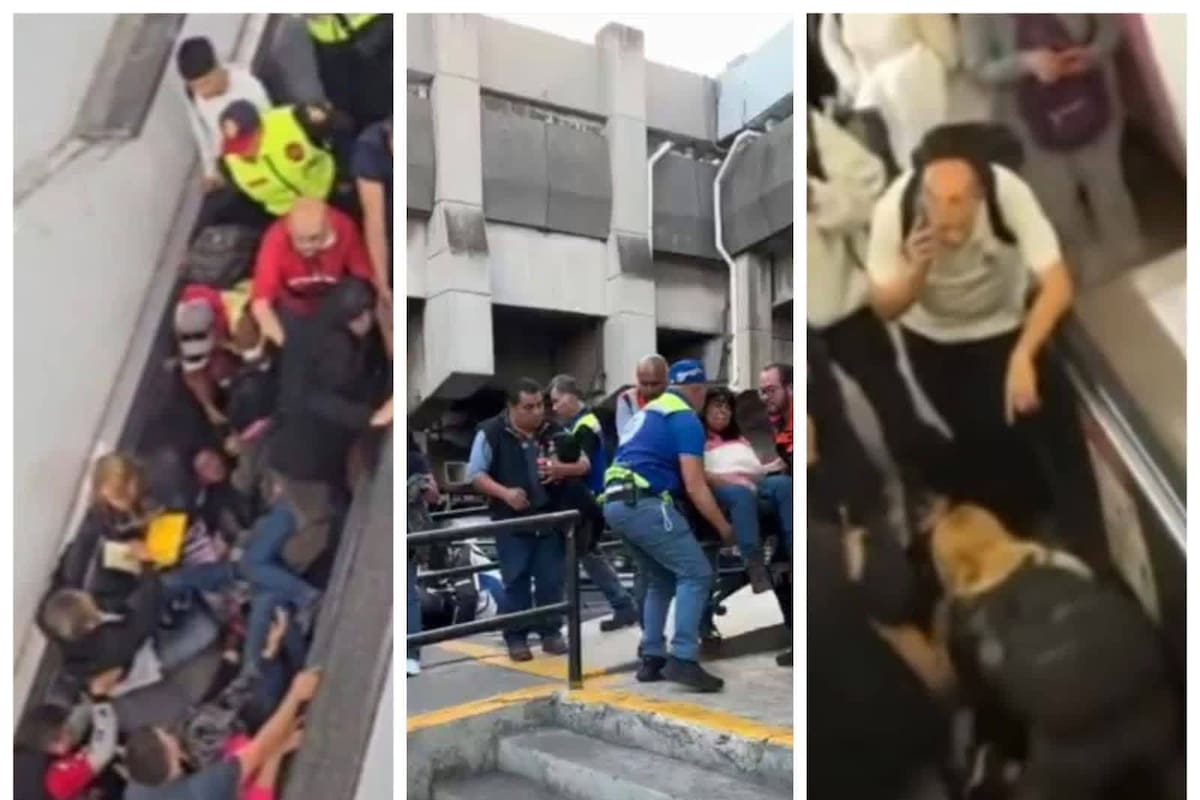 Una persona perdió el equilibrio en una escalera eléctrica del metro de Ciudad de México por las bolsas voluminosas que llevaba, causando un efecto dominó.