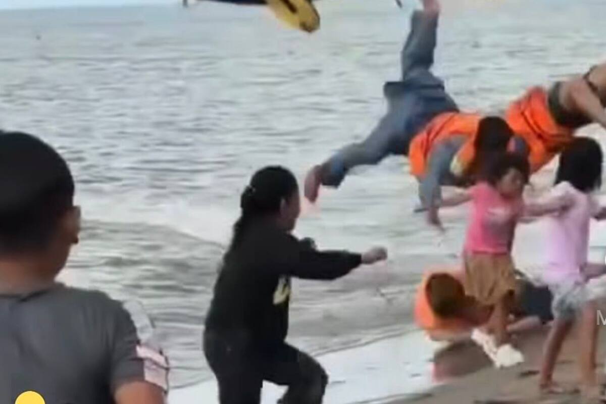 Un paseo familiar terminó en emergencia en las playas del Pacífico. La atracción de “el gusanito” se salió de control y lanzó a los turistas por el aire.