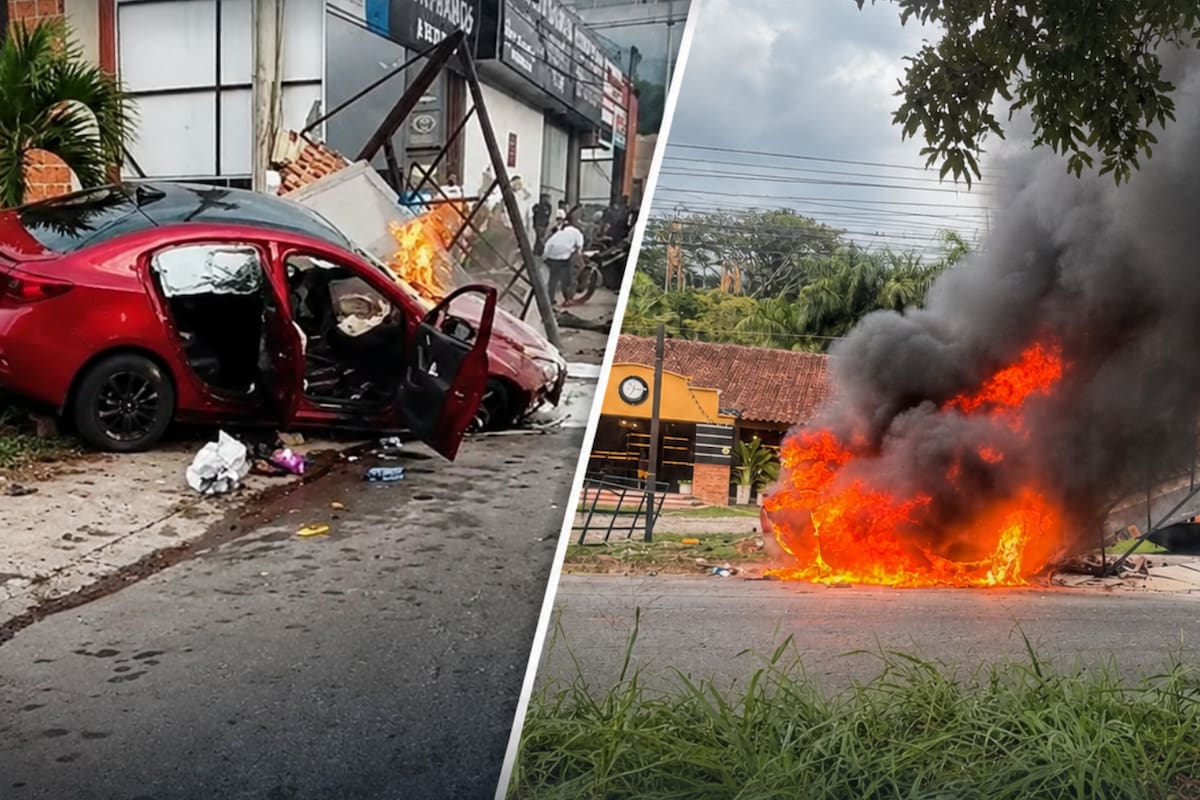Accidente en la autopista Piedecuesta–Floridablanca: vehículo terminó incinerado y reportan heridos