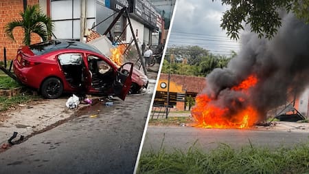 Grave accidente en la Autopista en Piedecuesta: vehículo terminó incinerado y reportan heridos