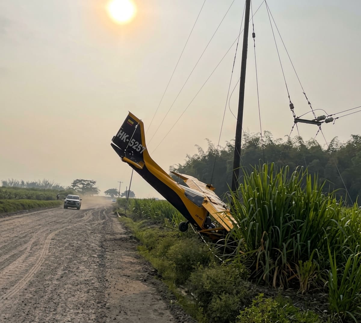 Así quedó la aeronave accidentada en el norte del Cauca. Foto: Suministrada