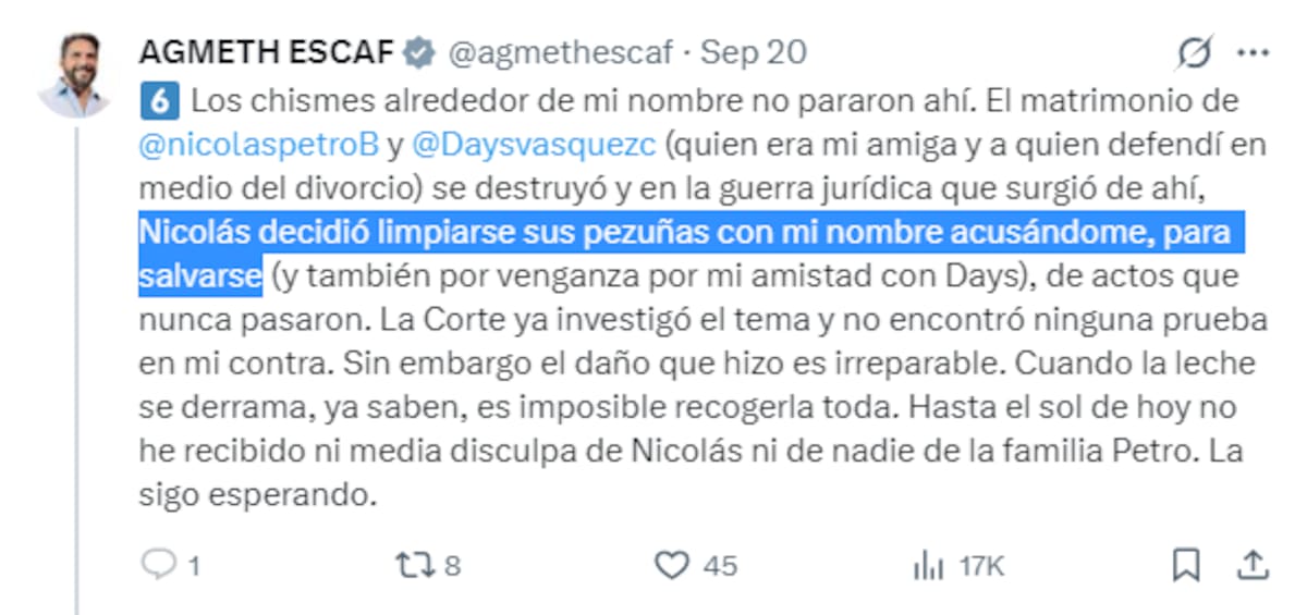 Mensaje de X @agmethescaf