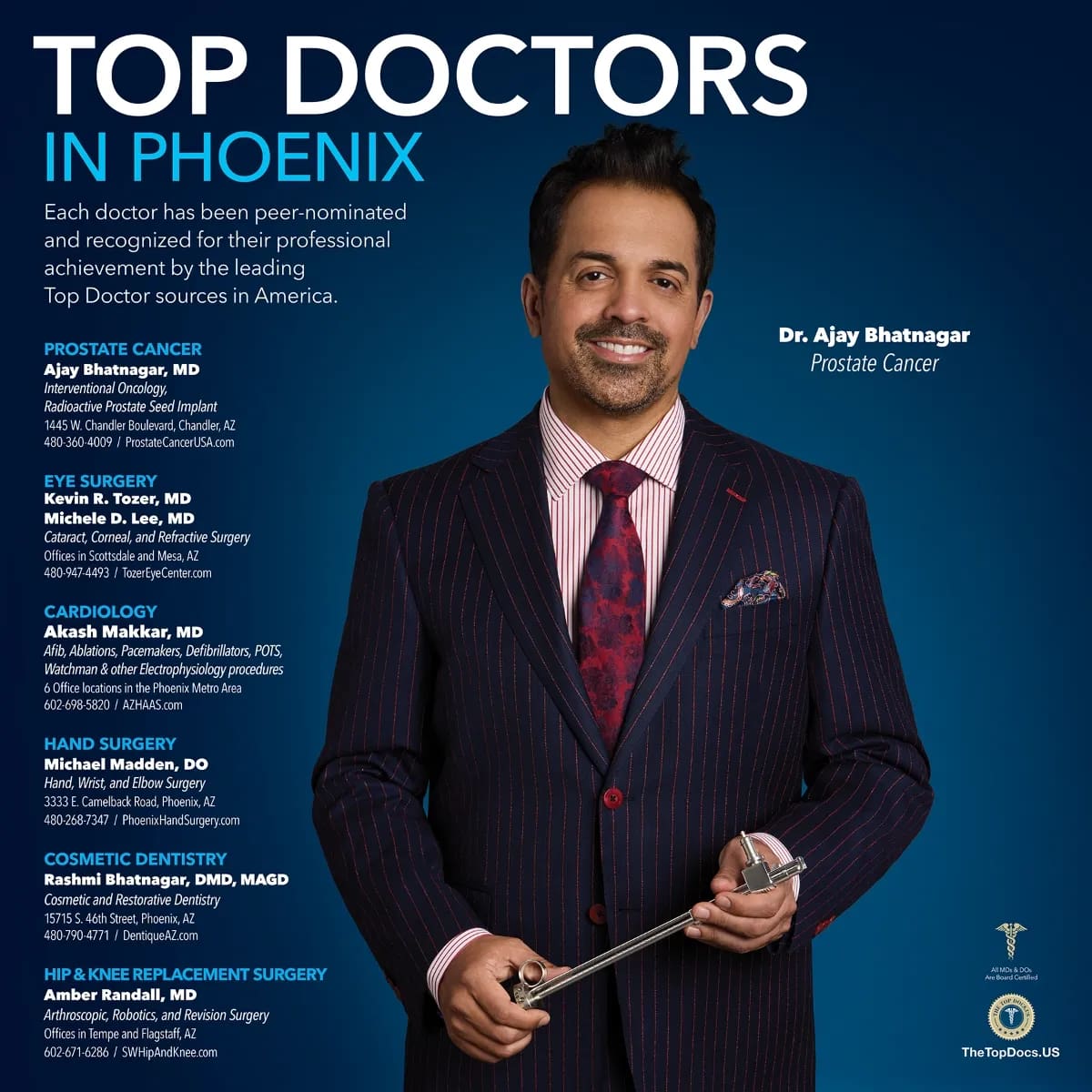 Ajay Bhatnagar, médico británico de 51 años, era oncólogo y radioterapeuta, y fundó el Instituto de Cáncer de Próstata de Arizona, en Estados Unidos. Foto: Redes Sociales // @dr_rad_ajay