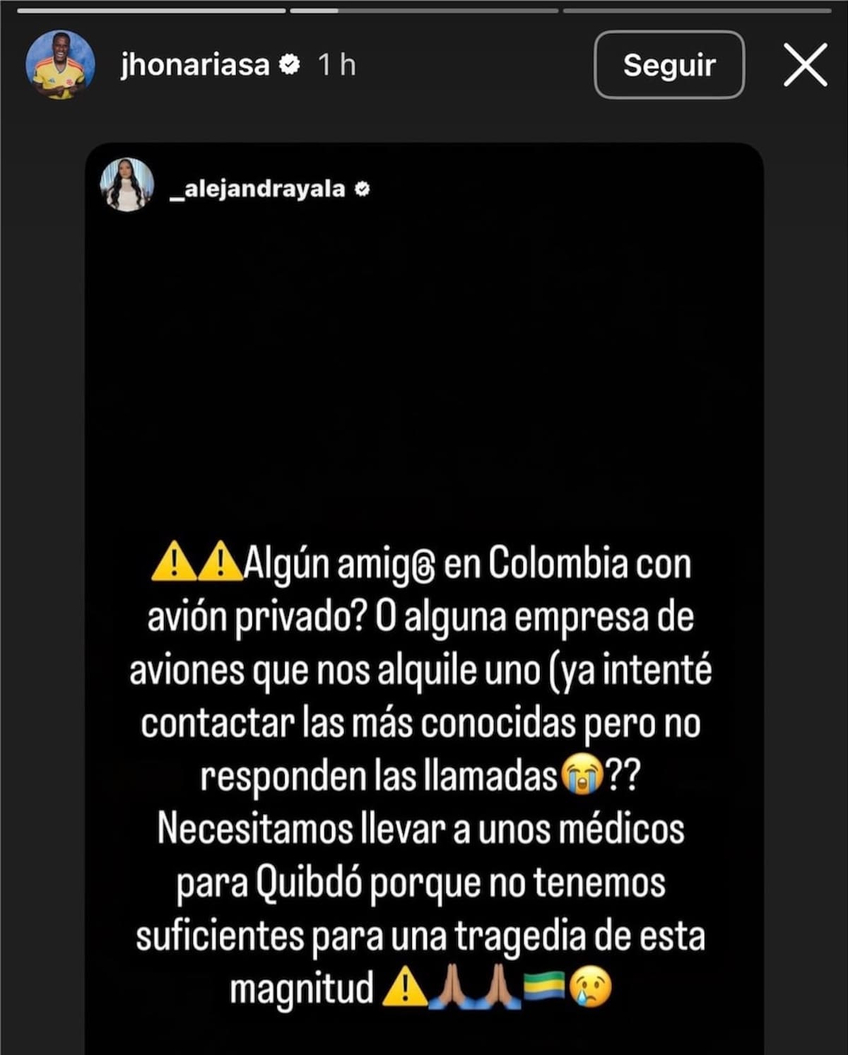 Alejandra Ayala esposa del futbolista Jhon Arias, quien lidera campaña para ayudar al Chocó.