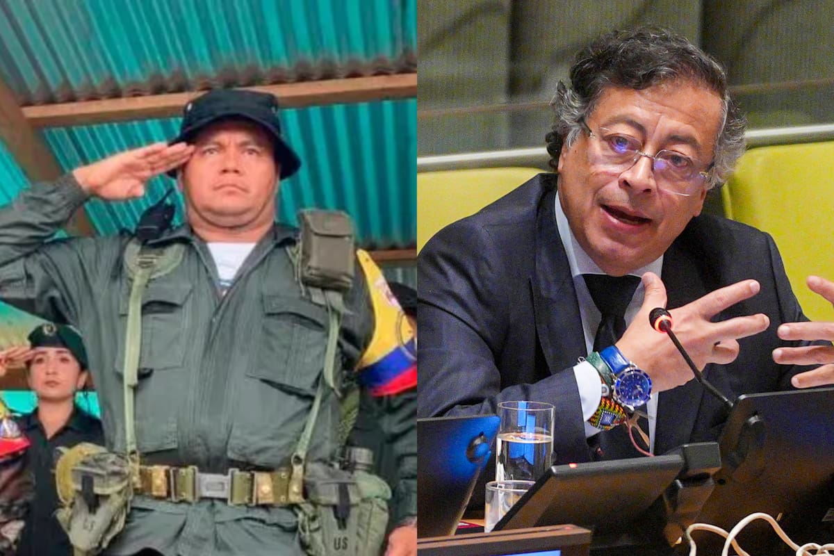 El líder disidente de las Farc, alias 'Calarcá', junto al presidente de Colombia, Gustavo Petro. // Foto: Captura de video - Presidencia de la República.