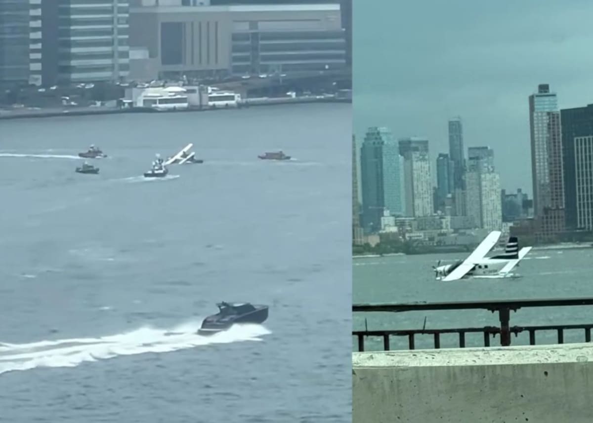 Avioneta ameriza de emergencia en un río de Nueva Yorkk.