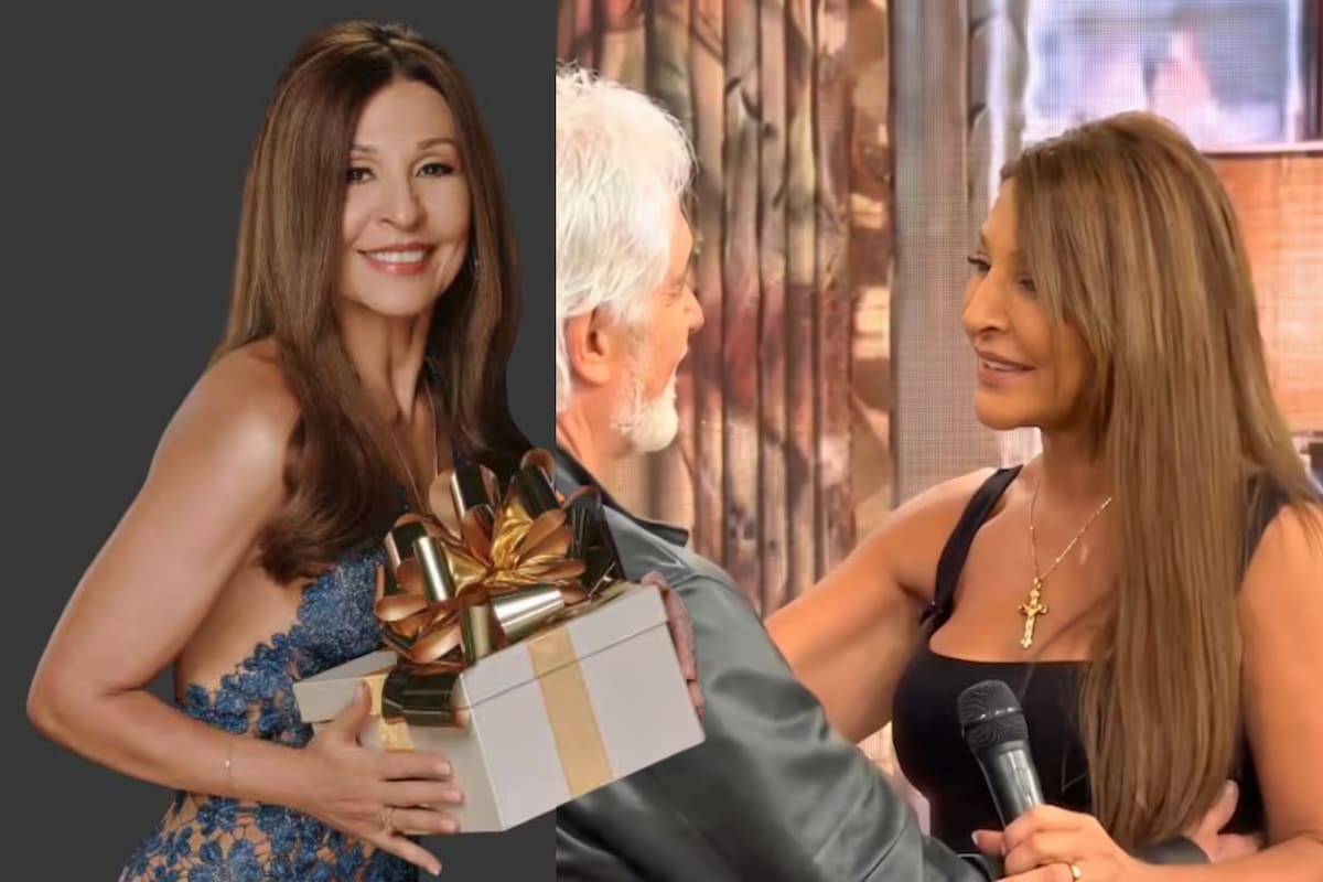 El exesposo de Amparo Grisales la sorprendió por su cumpleaños en televisión Foto: captura de pantalla @diaadiacaracoltv/ TikTok
