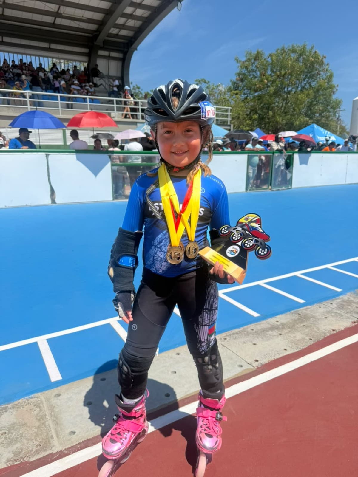 Anel Sofía, la pequeña campeona de Santander que ya brilla en el patinaje panamericano. Foto: Cortesía / Vanguardia