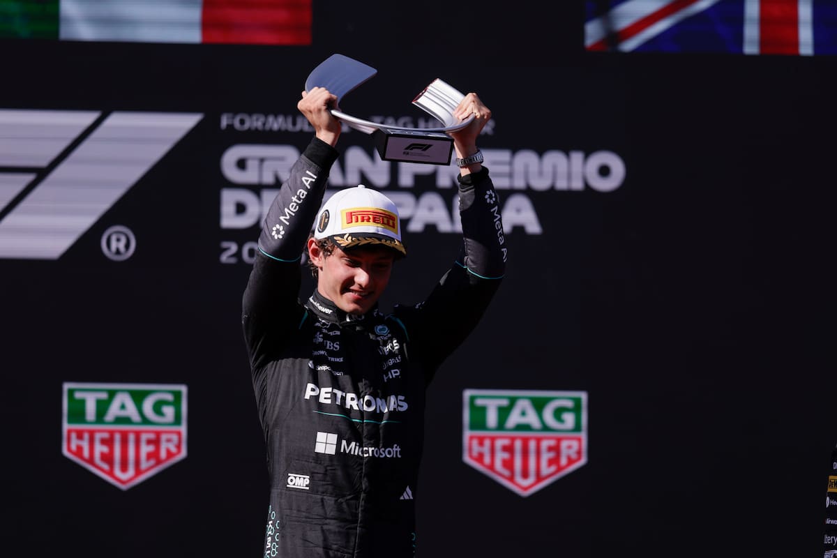 MADRID, 13/09/2026.- El italiano Andrea Kimi Antonelli (Mercedes), líder del campeonato, ganó este domingo el Gran Premio de España, el decimocuarto del Mundial de Fórmula Uno y la primera carrera de toda la historia disputada en el Madring, el nuevo circuito semi-urbano diseñado en IFEMA, el recinto ferial de Madrid. EFE/ Juanjo Martin