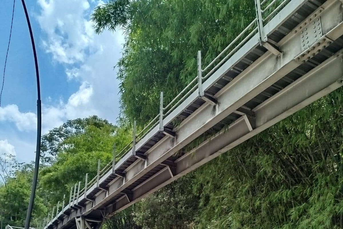 Este puente peatonal fue vandalizado. (Foto suministrada / VANGUARDIA)