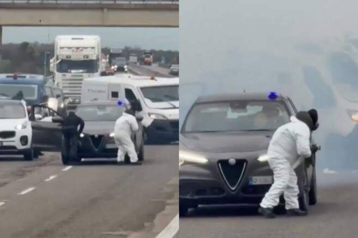 Criminales fingen ser policías y usan explosivos para volar un furgón blindado en un asalto de película en una autopista de Italia.