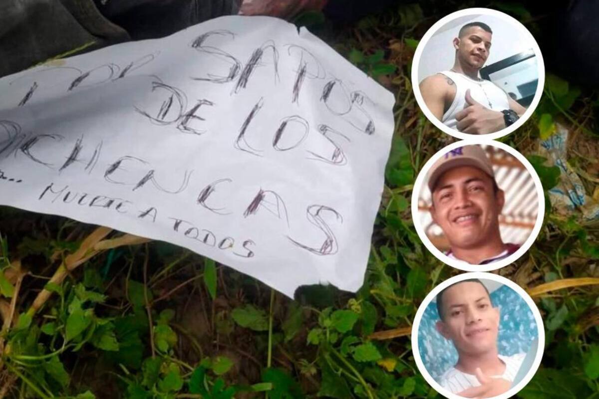 A las víctimas les dejaron este cartel. FOTO: EL UNIVERSAL