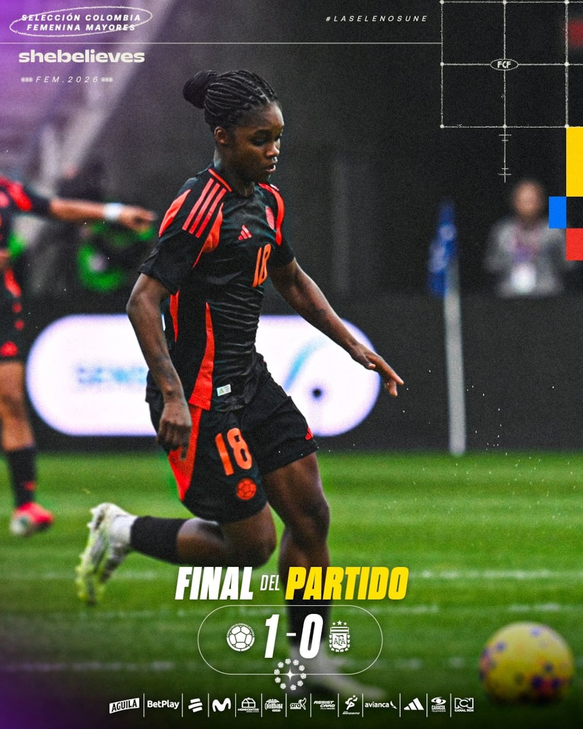 Así quedó la tabla de la SheBelieves Cup tras la victoria de Colombia ante Argentina. Foto: FCF.