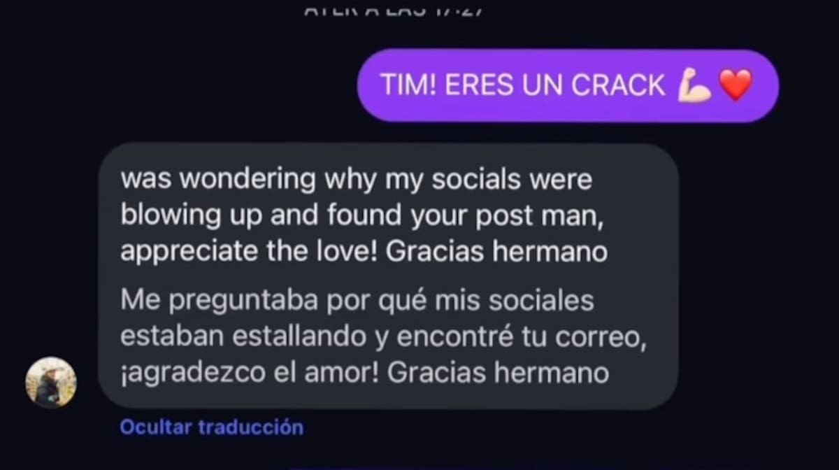 Así reaccionó Tim Payne tras enterarse que se volvió viral ı Foto: Instagram