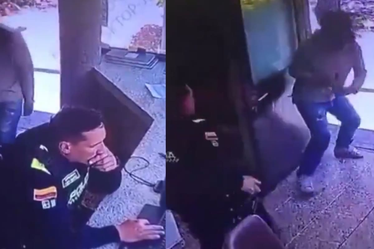 El momento quedó registrado por las cámaras de seguridad del puesto policial.