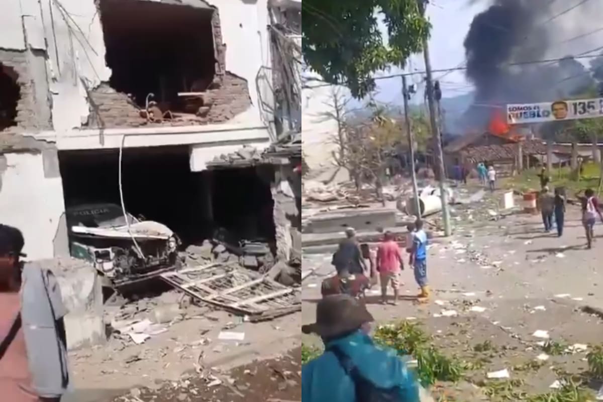 Atentado de las disidencias de las Farc contra población de Buenos Aires, Cauca. // Foto: Captura de videos.