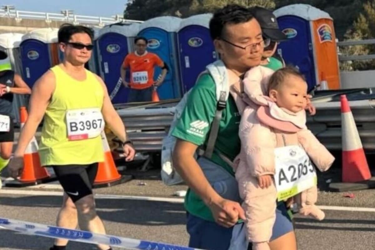 Video viral que dejó fuera del Maratón de Hong Kong a un corredor. /FOTO: Captura de Pantalla