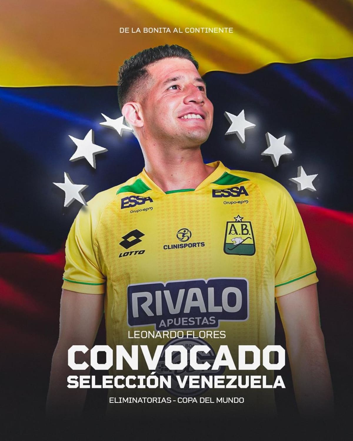 Leonardo Flores fue uno de los 29 jugadores convocados a la selección de Venezuela de cara a la doble jornada de las Eliminatorias Sudamericanas. Foto: 'X' Atlético Bucaramanga.