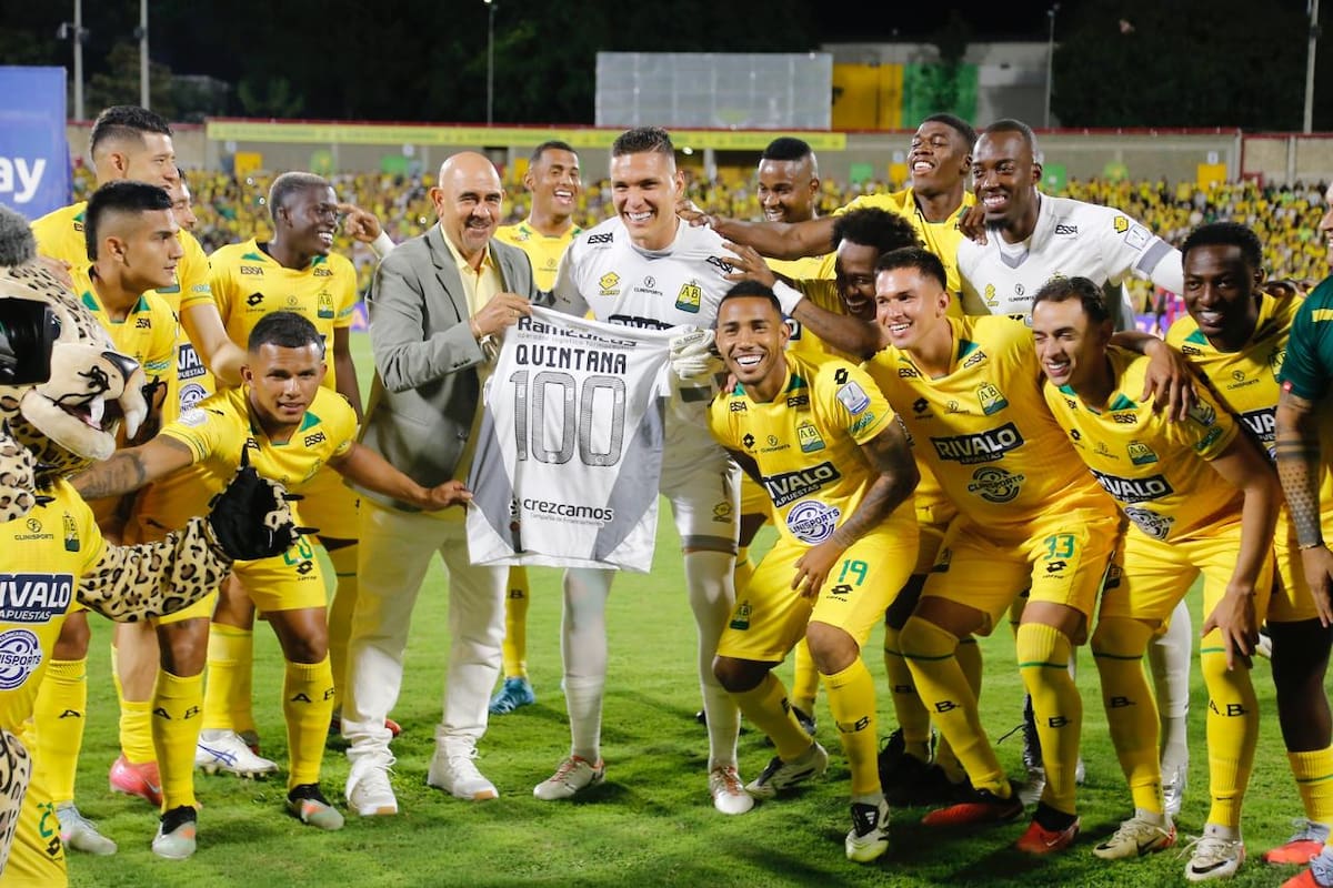 Atlético Bucaramanga enfrentó a Unión Magdalena y Aldair Quintana completó 100 partidos con 'El Leopardo'. Foto: Jaime Moreno.