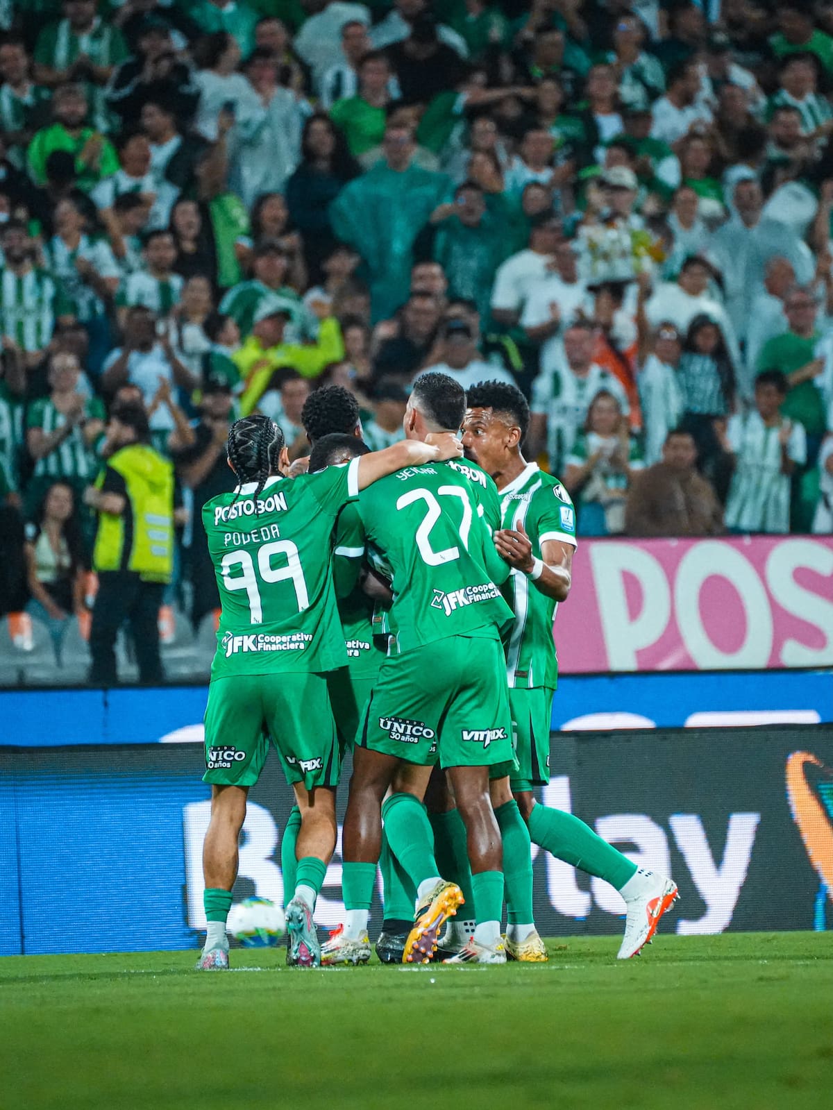 Atlético Nacional y Junior protagonizaron un intenso duelo, que quedó en manos de los verdolagas, con marcador de 3-1 en Medellín. Foto: Atlético Nacional.