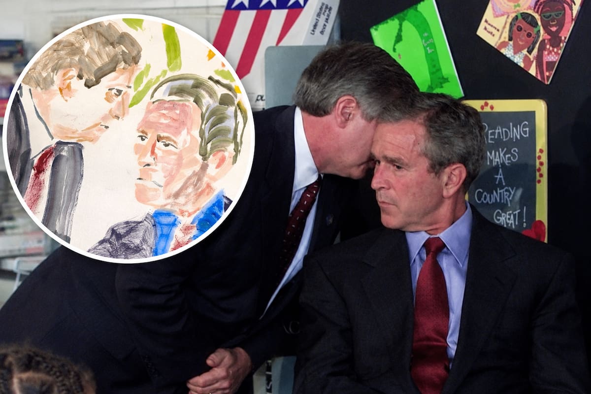 George W. Bush pinta un autorretrato del histórico momento en el que le avisaron del 11 de septiembre de 2001.